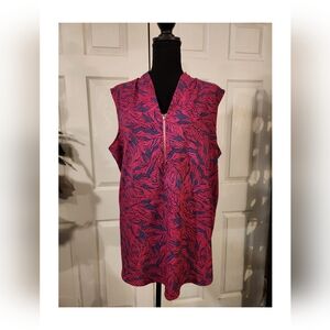 Jaclyn Smith Collection Women’s Sleeveless Top 2XL Magenta 1/4 Zip Maximalism